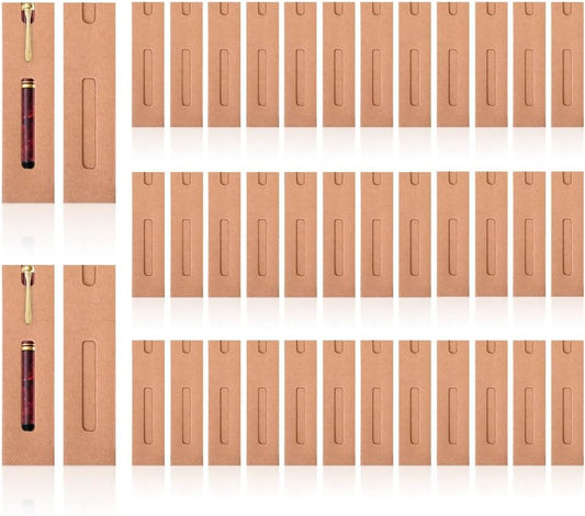 Yitexin 40Pcs Single Pen Sleeve Case Holder, Single Pen Protector Made of Paper, Single Pen Pouch with Window for Display, Pen Packaging Bag (Brown) (Brown)