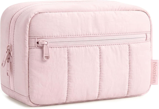 Noozion Makeup Bag Travel Toiletry Bag, Puffy Padded Cosmetic Bag for Women, Makeup Organizer Case, Wide-open Pouch Purse, Travel Essentials