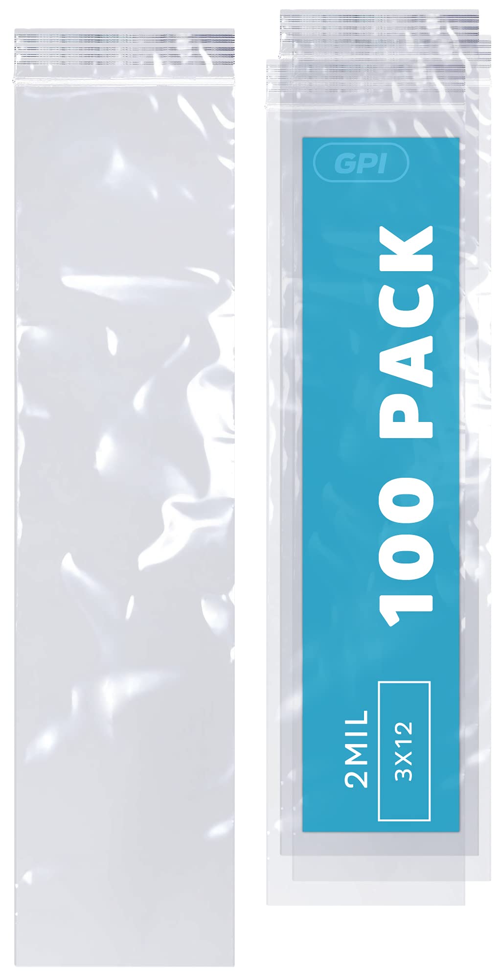 3" x 10" Long Zip Bags, 1000 Pack, Clear Plastic Reclosable Zip Baggies, 2 Mil Thick, Resealable Poly Bags for Packaging Insence, Necklaces, Jewelry & Office Supplies. GPI
