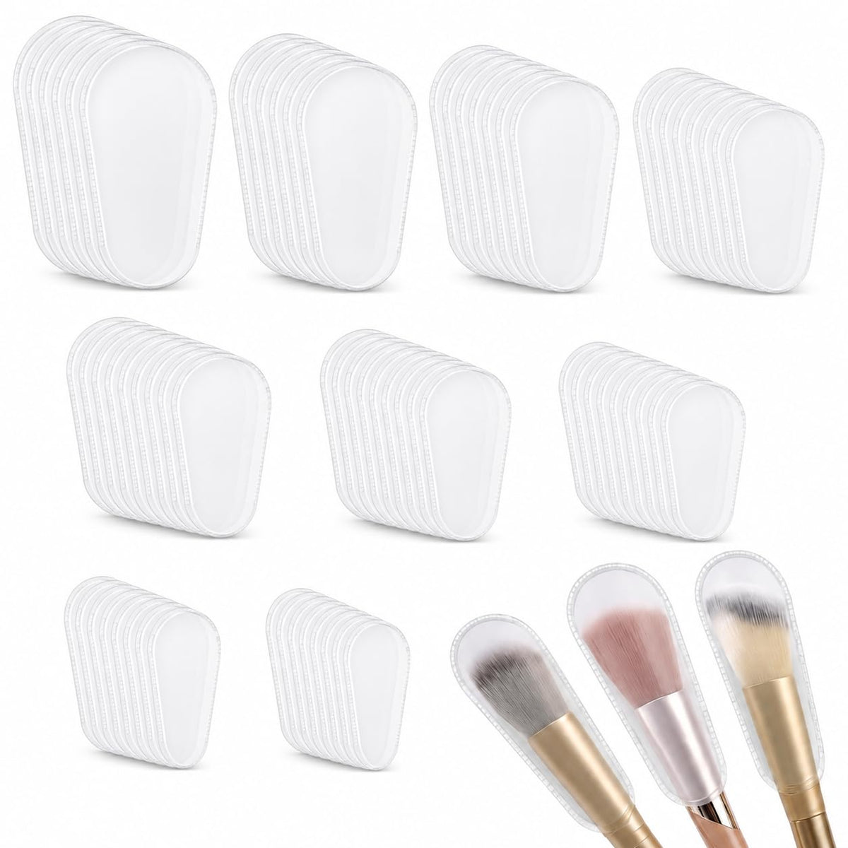 Makeup Brush Covers 54 Pcs 9 Sizes Clear Brush Guard Set for Travel