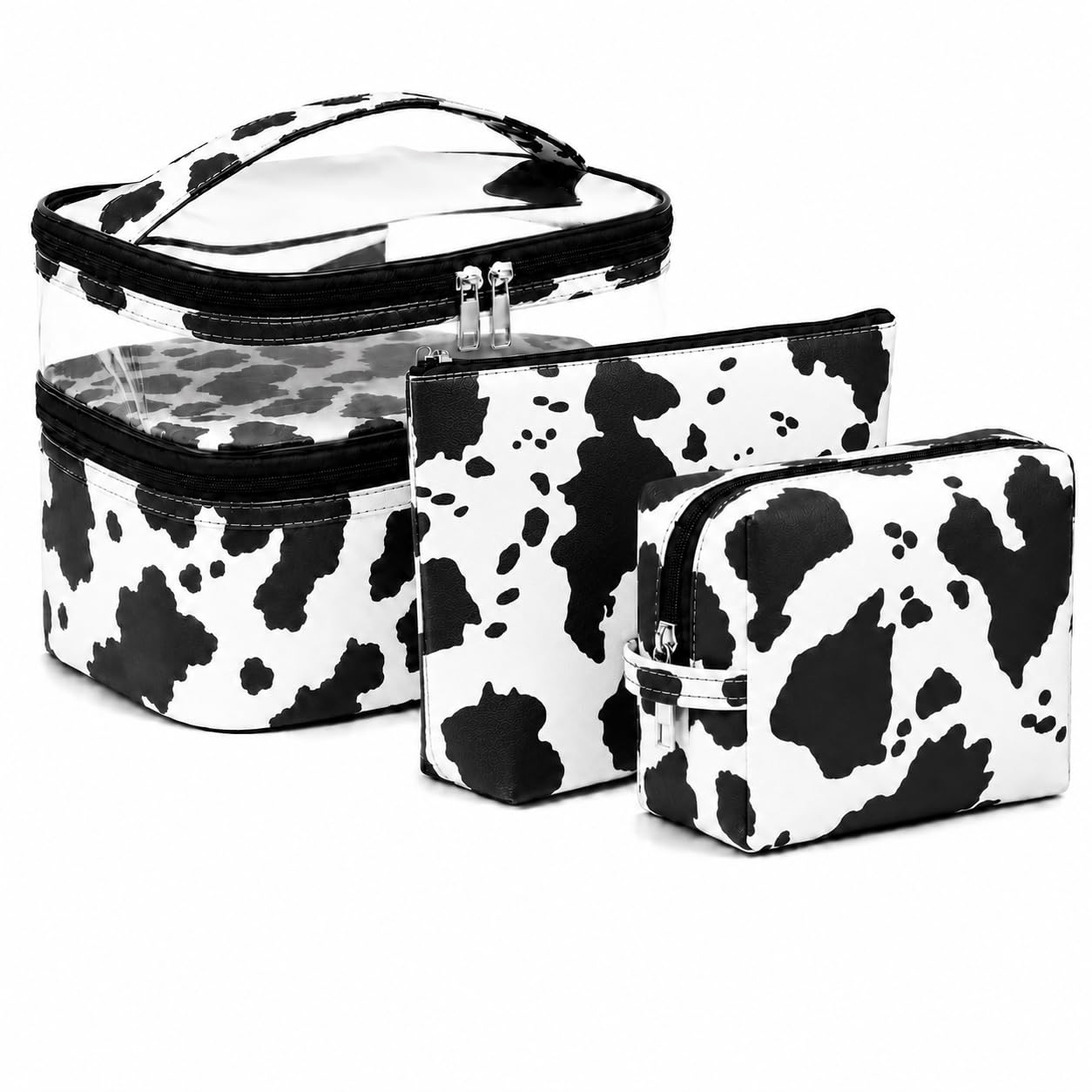 Double-layer Cosmetic Bag Makeup Bag Travel Makeup Bag Makeup Bags for Women Cosmetics Cases Portable Waterproof Foldable (Leopard)
