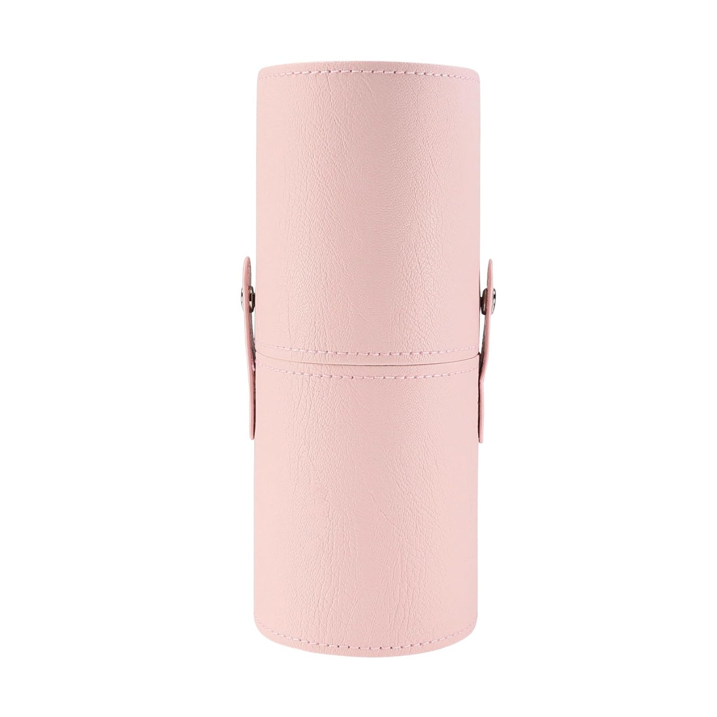 Portable Makeup Brush Case,Pu Leather Makeup Brush Holder with Button,Travel Cup Storage Dustproof Makeup Cosmetic Bags for Women (Pink)