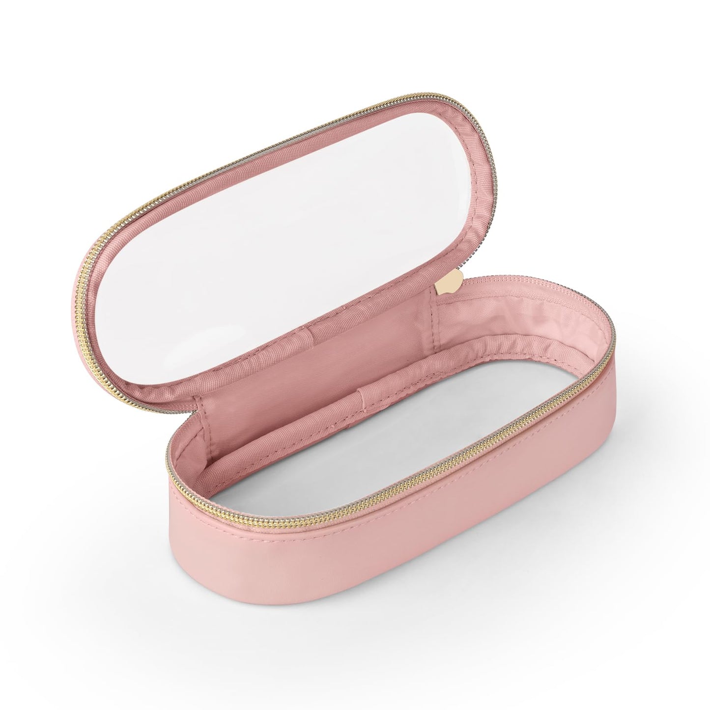 Soimeat Clear Travel Makeup Brush Holder, Leather Makeup Brush Toiletry Bag, Portable Cosmetic Brush Case, Transparent Waterproof Makeup Brush Storage Bag, White