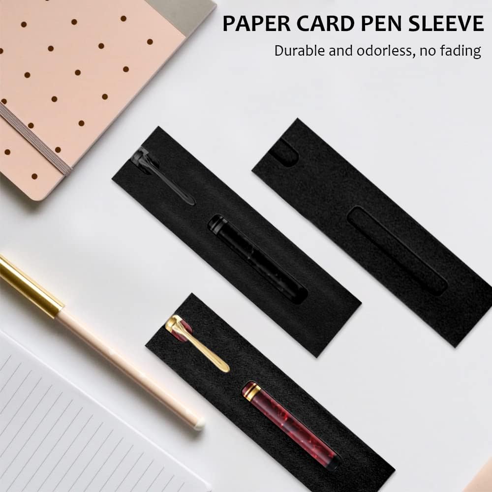 Yitexin 20Pcs Single Pen Sleeve Case Holder, Single Pen Pouch with Window for Display, Single Pen Protector Made of Paper, Pen Packaging Bag (Black)