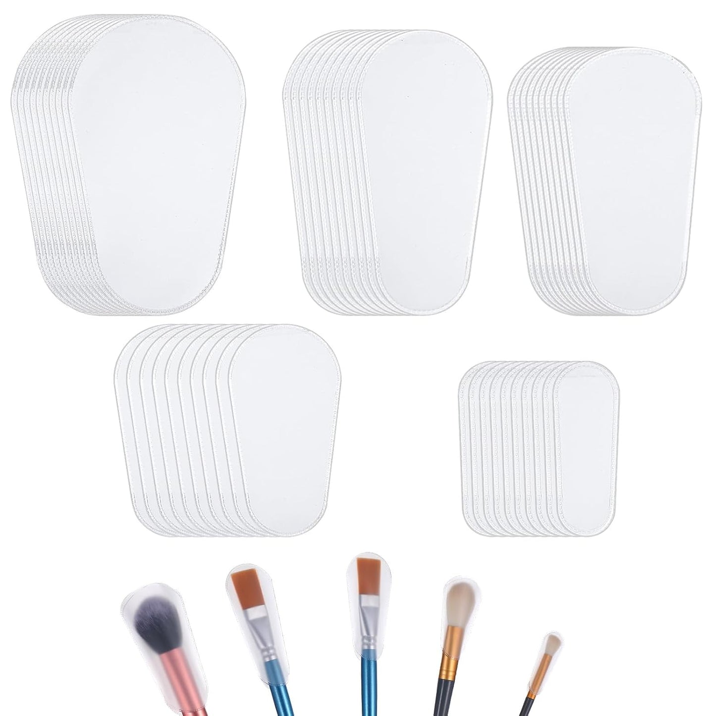 Amabro 50Pcs Makeup Brush Covers Clear Waterproof Dustproof Brush Protector