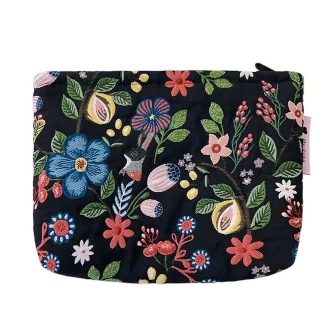 Cosmetic Bags for Women, Large Floral Makeup Bag for Purse, Dark Red Rose