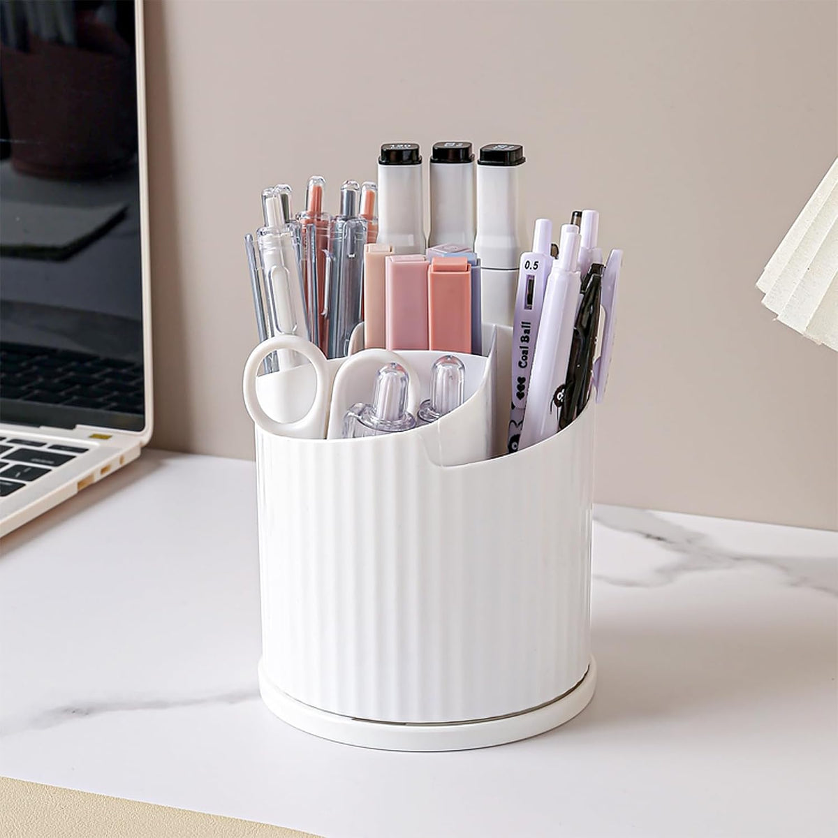 Anyoifax 360 Rotating Makeup Brush Holder Make Up Brushes Organizer, White