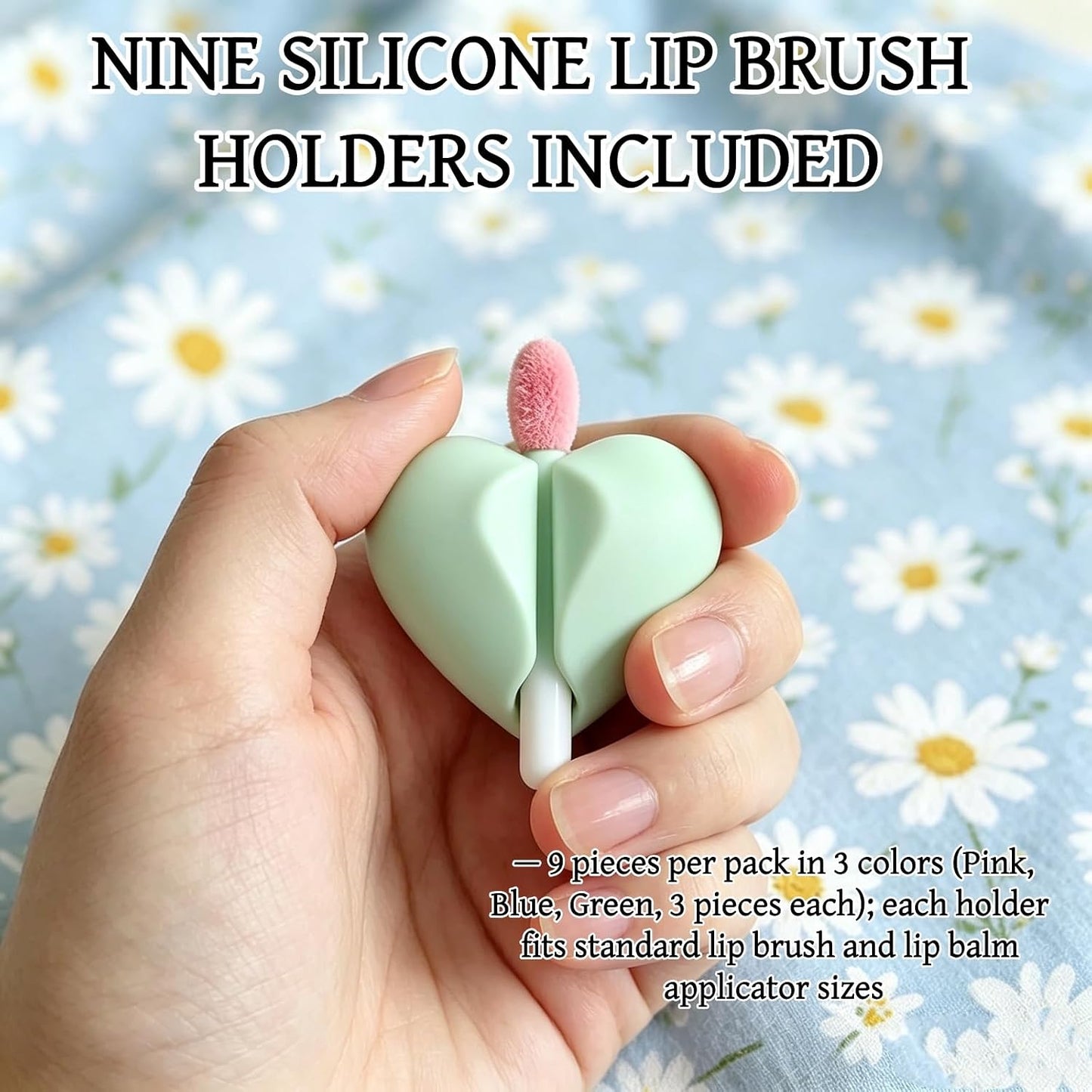 9 PCS Lip Brush Holder, Pink Blue Green