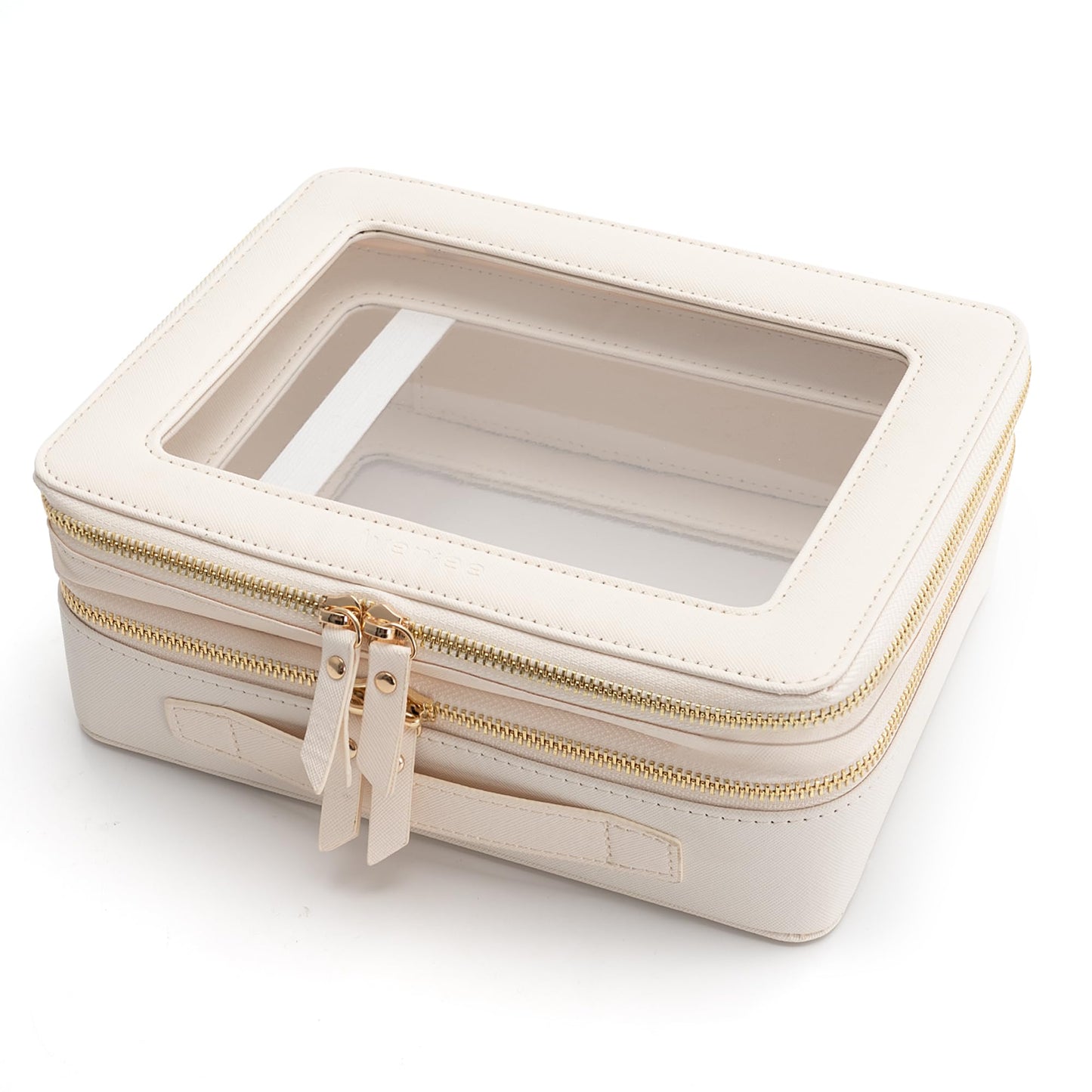 Aveniee Clear Makeup Bag Organizer, Travel Toiletry Bag Cosmetic Case for Women, Make Up Skincare Pouch Car Organizer Bag with Zippers for Essentials,White,Medium Classic