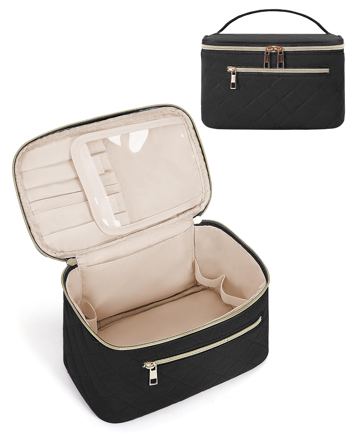 Wandering Nature Makeup Bag, Women Travel Make Up Vanity Case with Handle