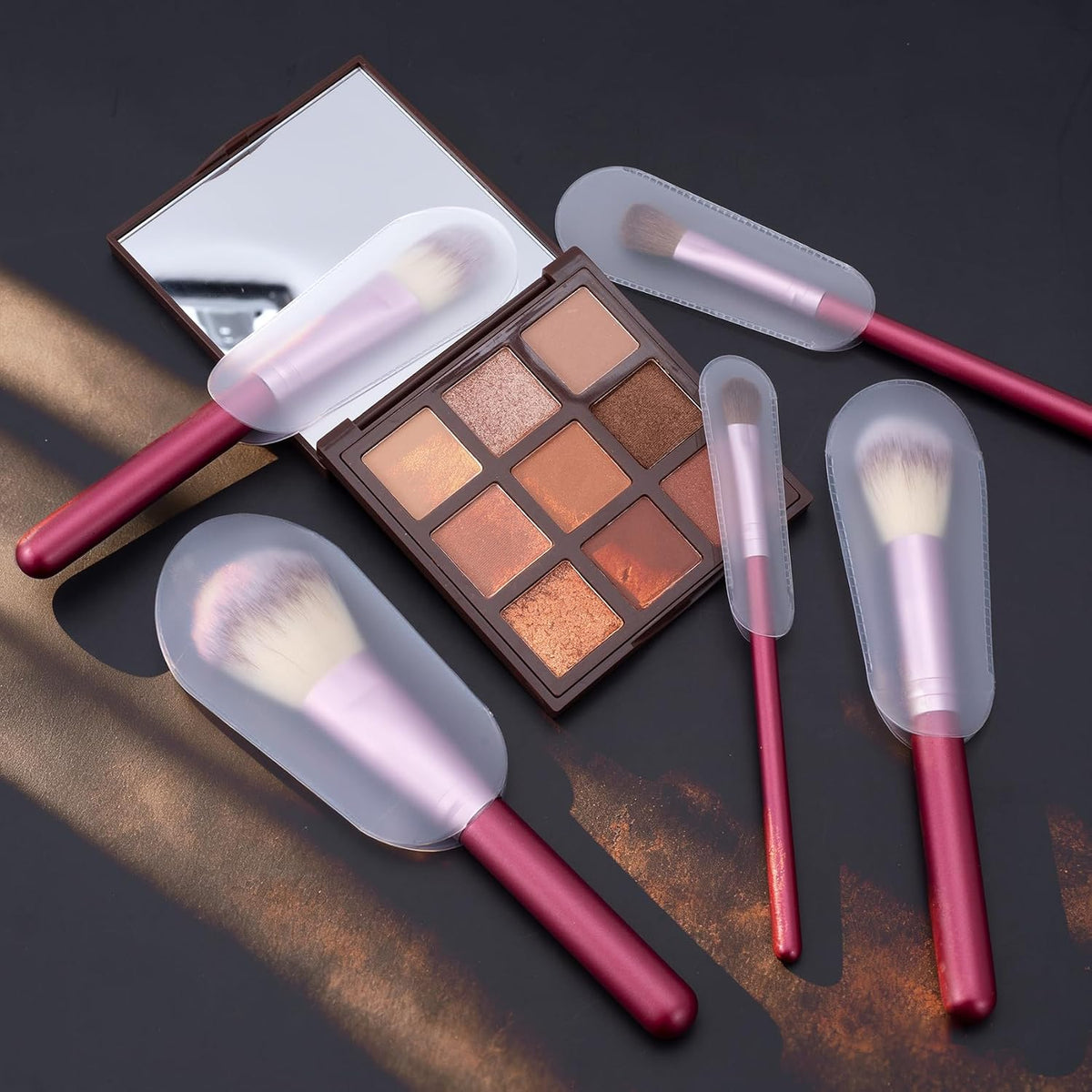 15pcs Clear Makeup Brush Covers, 5 Sizes, Plastic