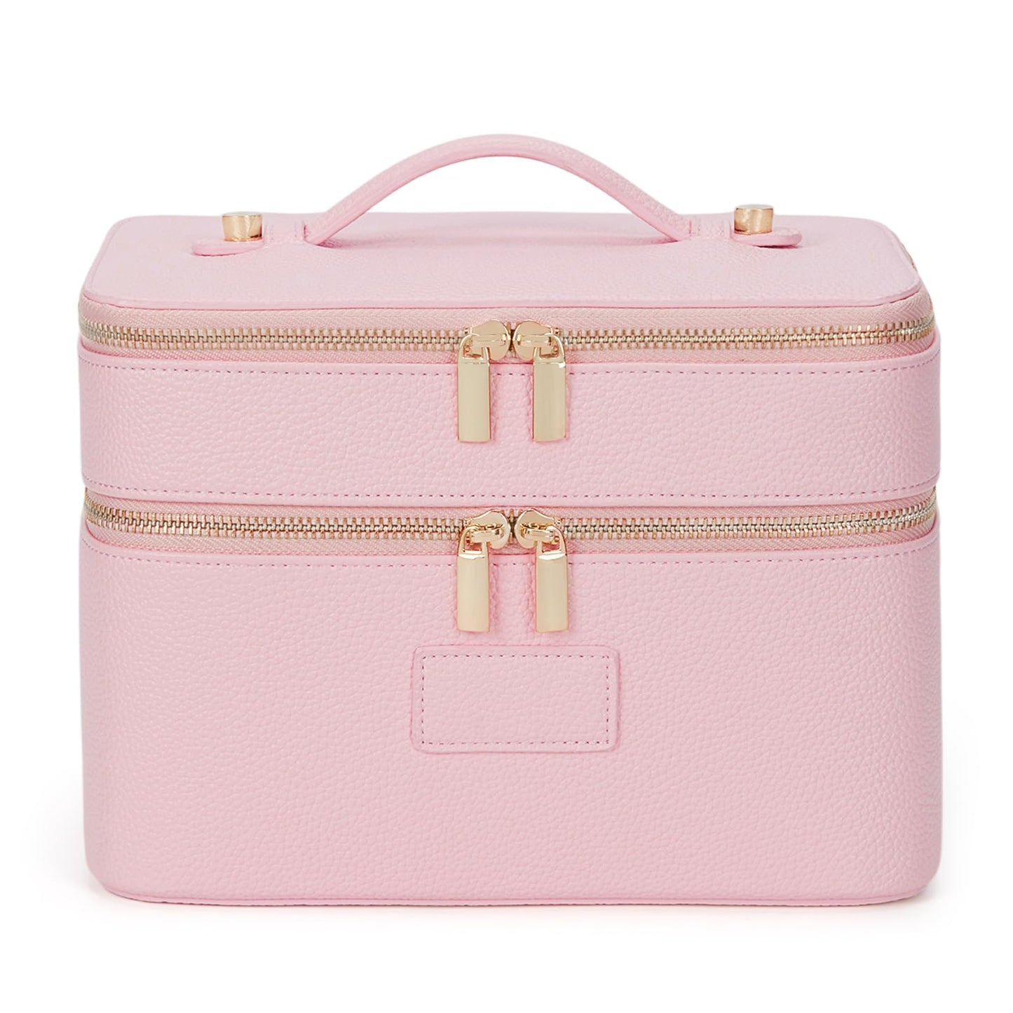 HiTotes Large Makeup Bag Duo Vanity Case for Women Leather Makeup Case Travel Toiletry Bag Portable Double Layer Cosmetic Bag