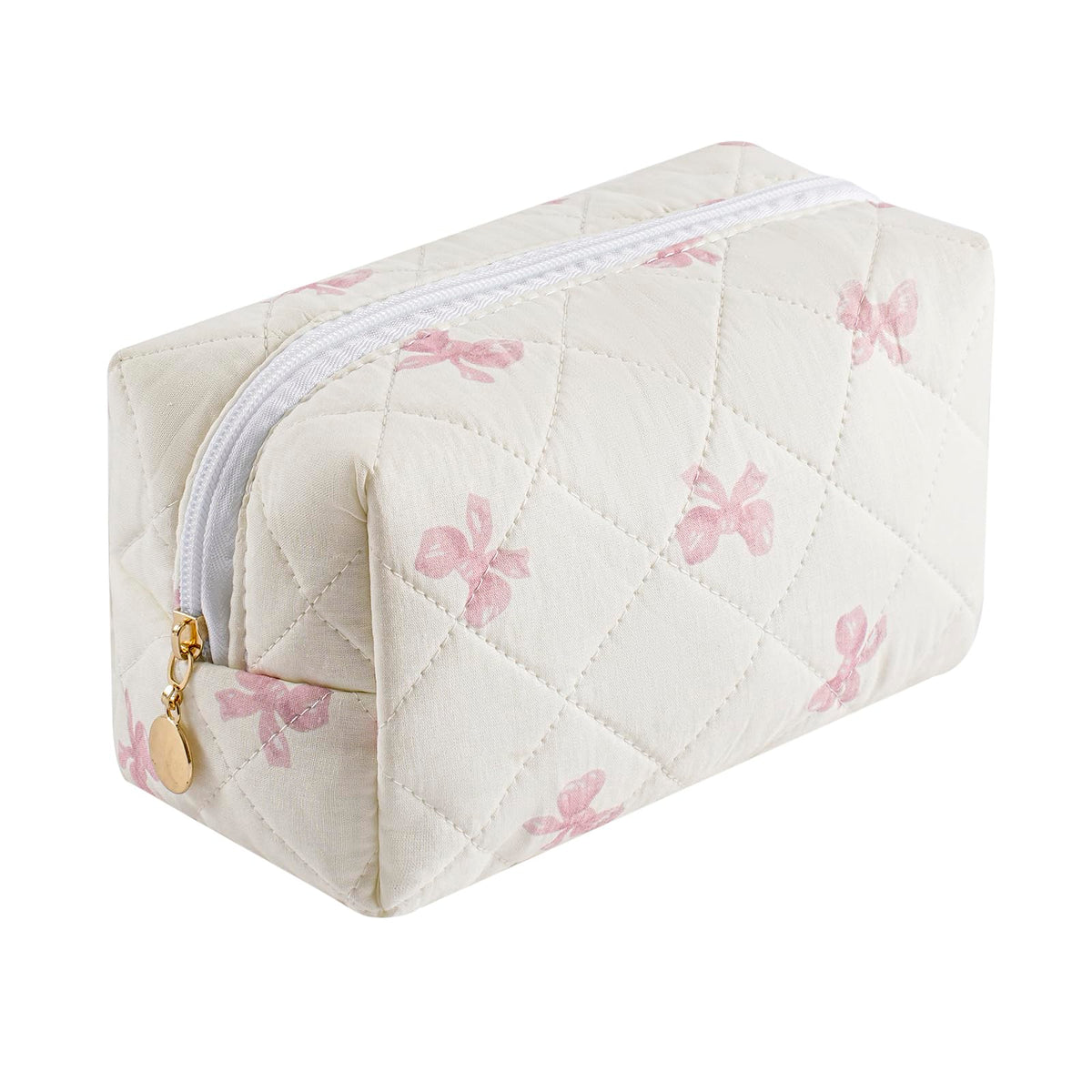 Makeup Bag Travel Cosmetic Bag for Women Girls, Zipper Make Up Pouch, Floral Flowers Toiletry Organizer Makeup, Portable Storage Cosmetic Travel Cloth Bag (Pink)