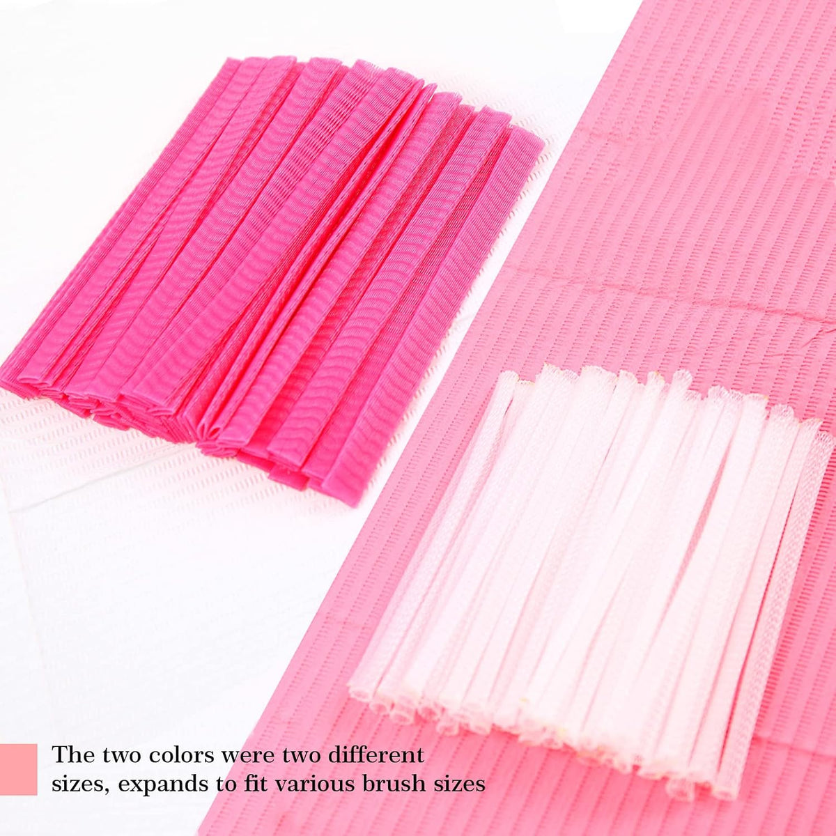 100pcs Makeup Brush Protector Cosmetic Makeup Brush Pen Guard Expandable Mesh Sleeve Covers Set Storage Small Medium Large Sizes Brushes for Travel (pink)
