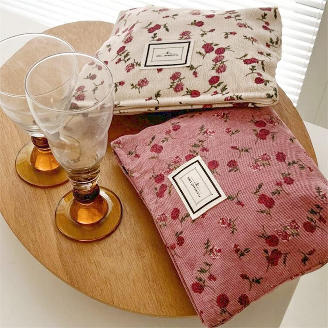 Cosmetic Bags for Women, Large Floral Makeup Bag for Purse, Dark Red Rose