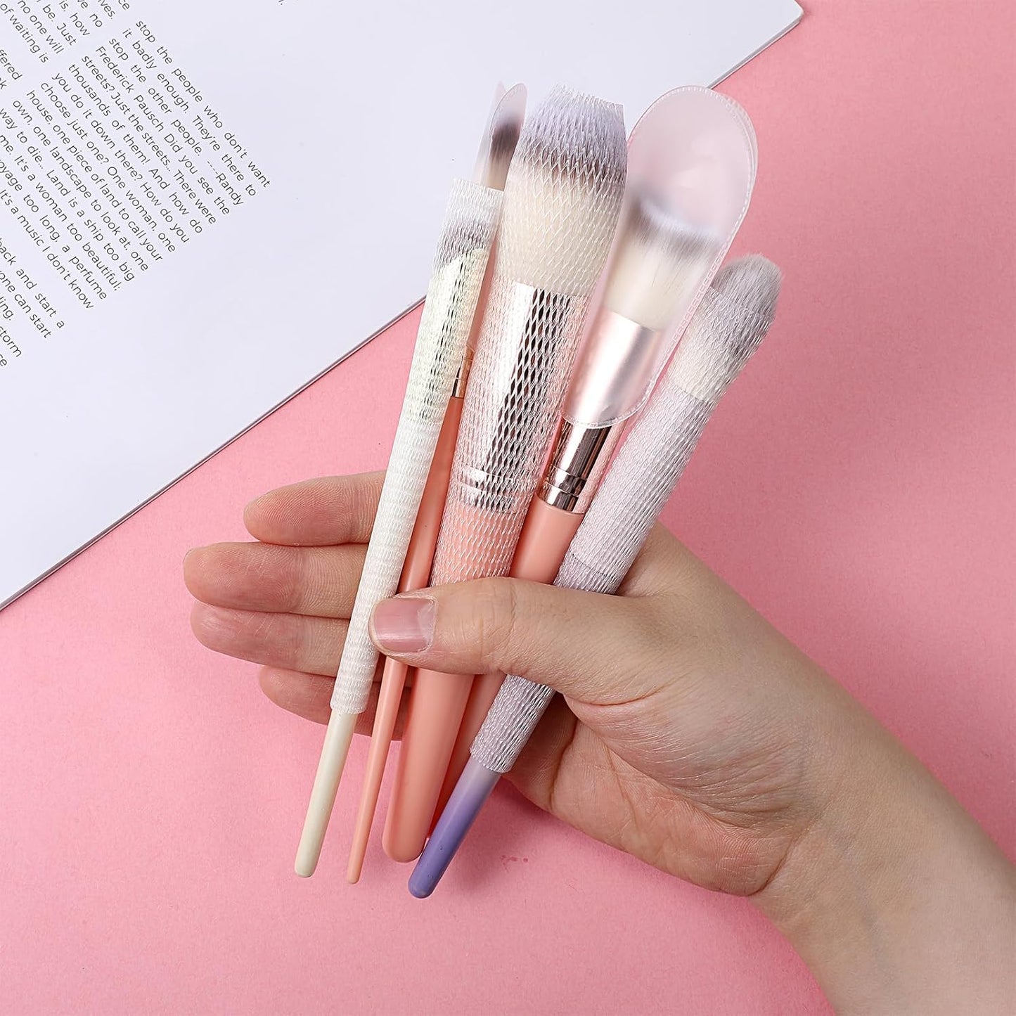 75 Pcs Reusable Makeup Brush Covers, 60 Pc Expandable Mesh