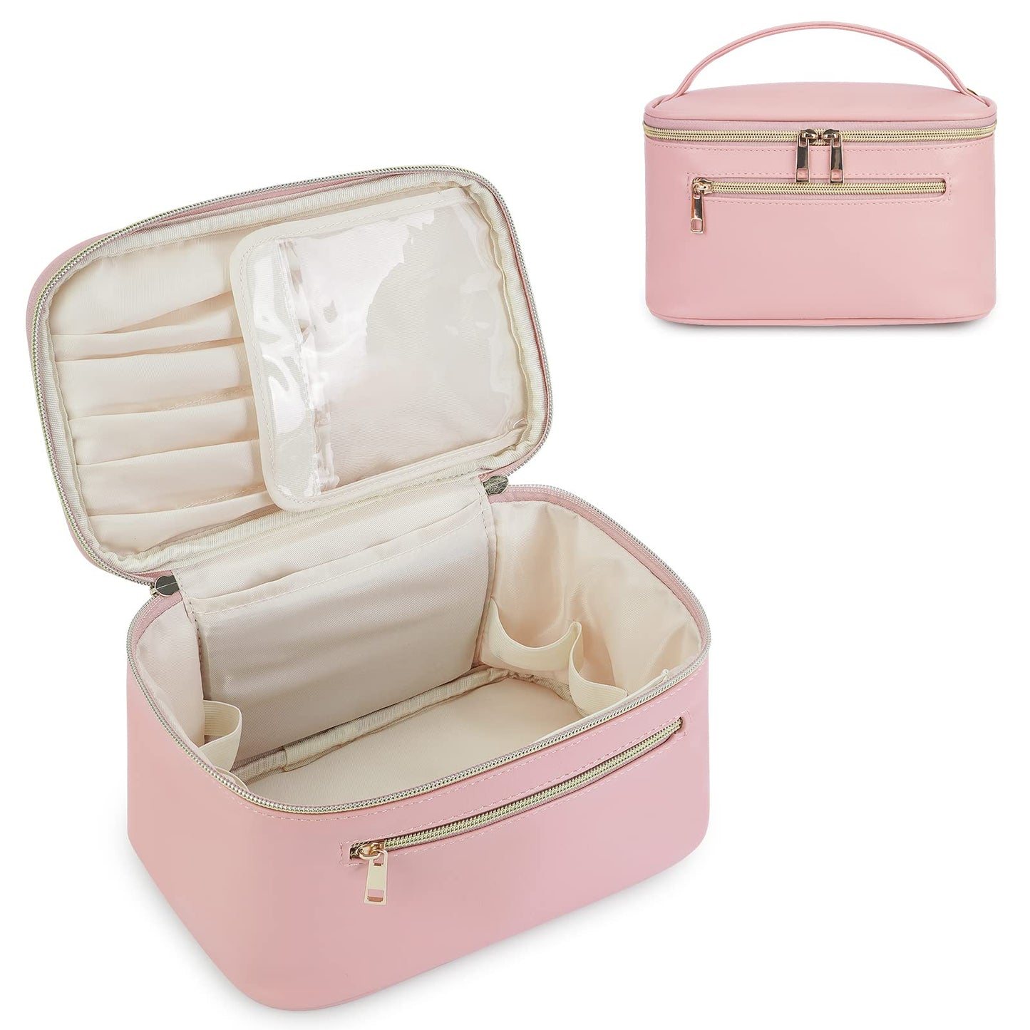 Wandering Nature Makeup Bag, Women Travel Make Up Vanity Case with Handle