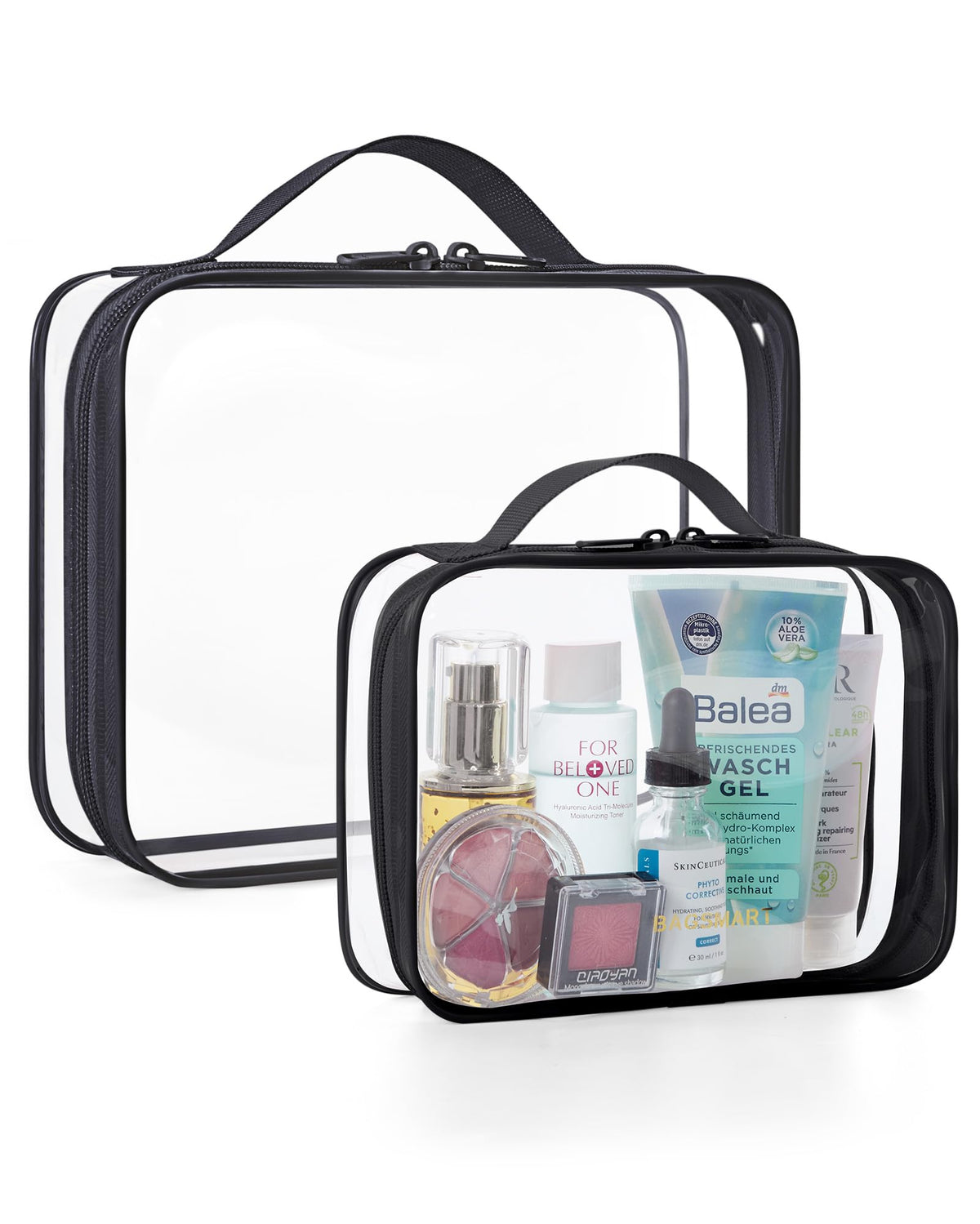 BAGSMART Clear Toiletry Bag 2-Pack TSA Approved Water-Repellent, Black