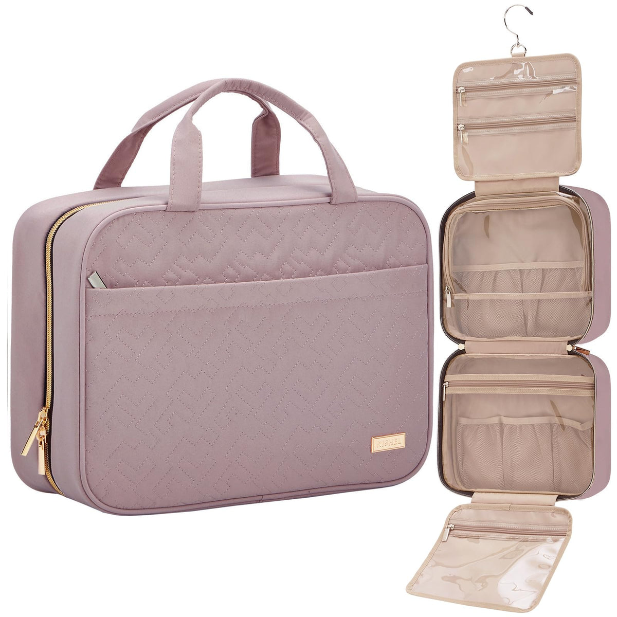 NISHEL Travel Toiletry Bag for women, Portable Hanging makeup Organizer