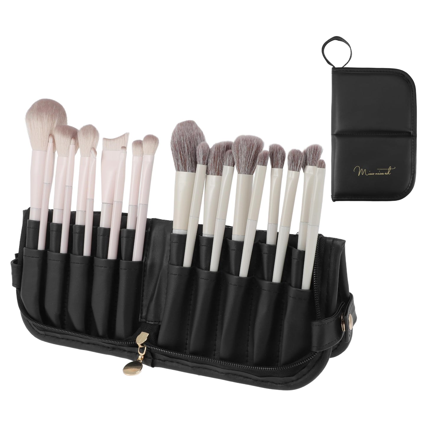 Travel Makeup Brush Case, Stand-Up Portable Makeup Brush Holder Pink