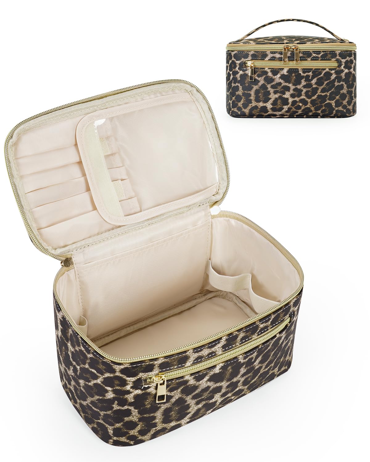 Wandering Nature Makeup Bag, Women Travel Make Up Vanity Case with Handle