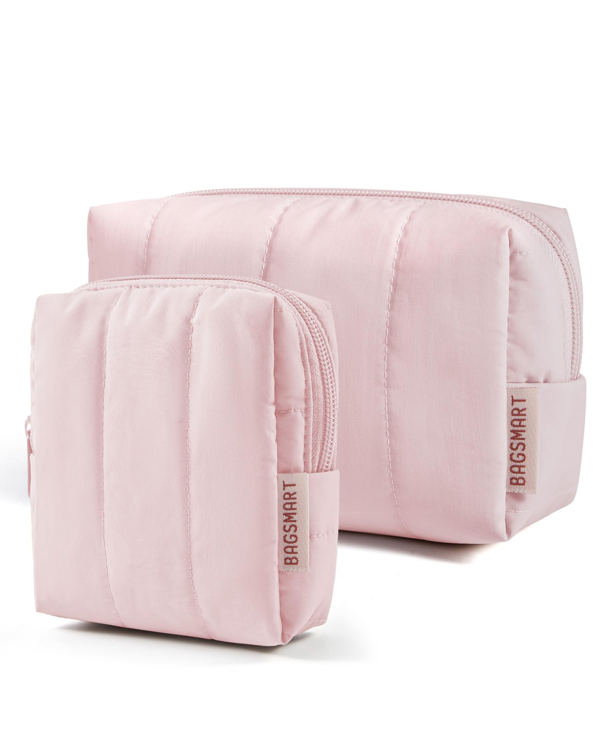 BAGSMART Puffy Travel Makeup Bag Duo Large & Small for Women, Leopard