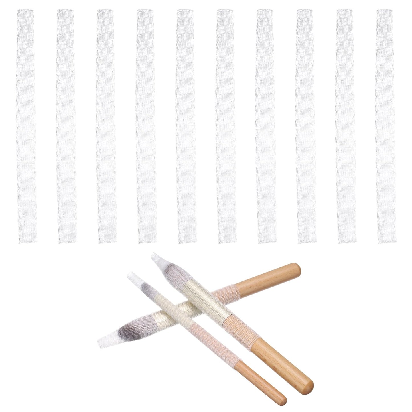 uxcell 50Pcs Makeup Brush Protector, 6cm Plastic Reusable Expandable Mesh Cover for Cosmetic Brush Storage Bud of Rose, Clear