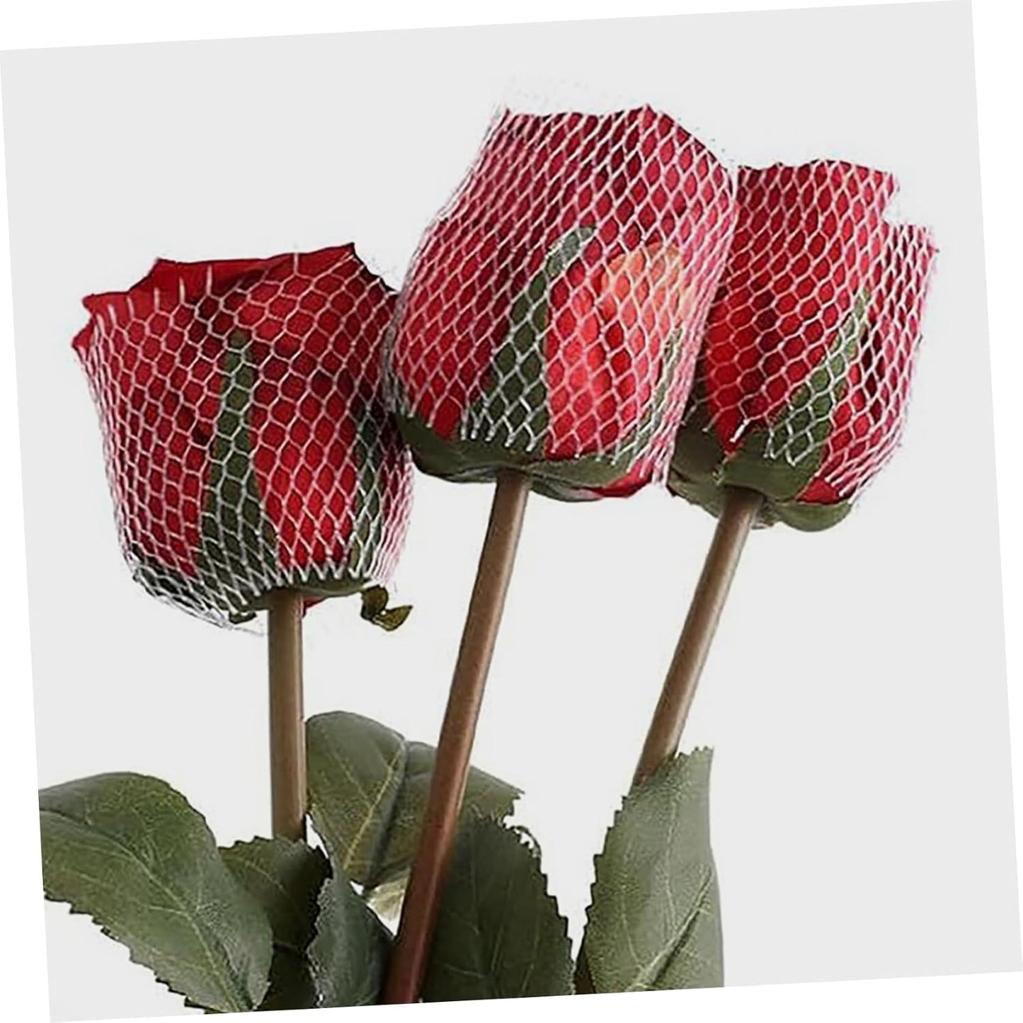 Uonlytech 200pcs Rose Bud Protective Net Covers and Makeup Brush Protector Mesh Sleeves, 12cm Milky White Floral Packing Wraps for Florists and Bouquet Transport