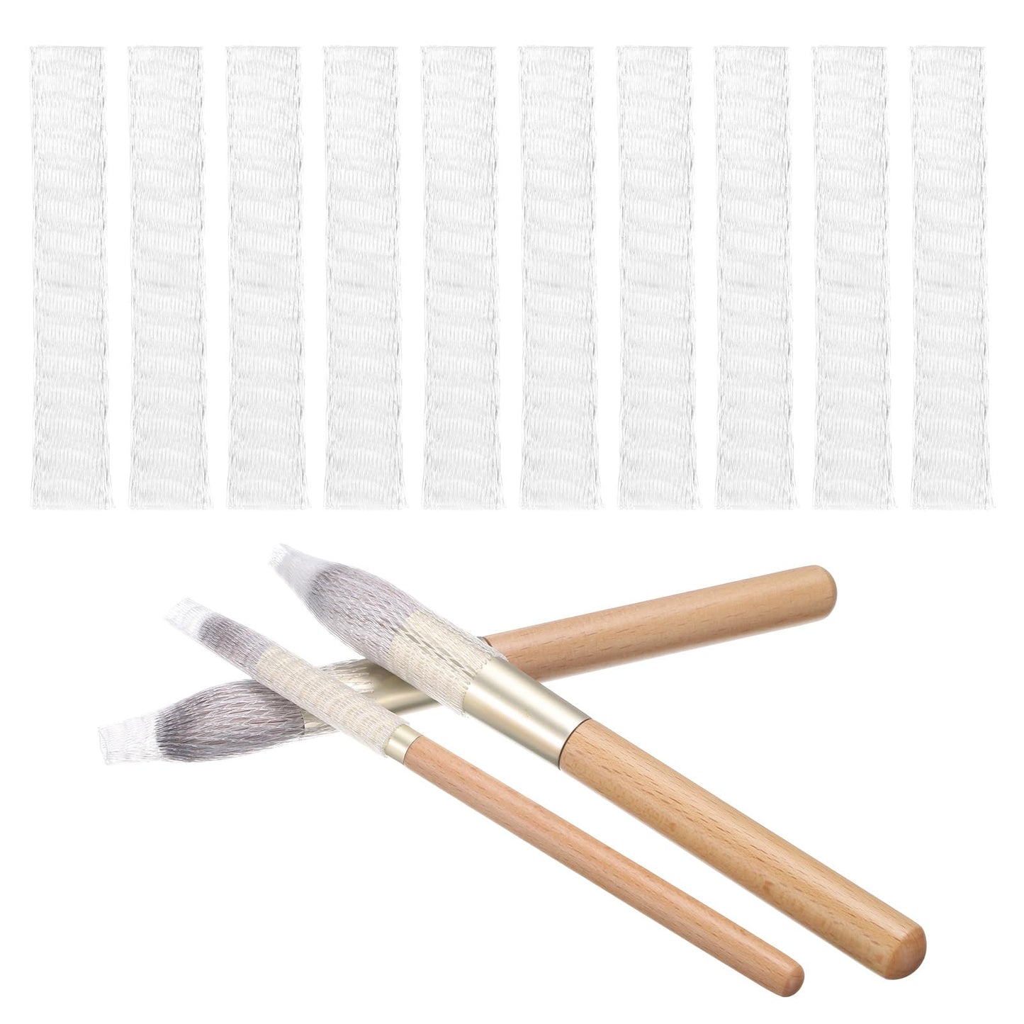 uxcell 50Pcs Makeup Brush Protector, 9cm Plastic Reusable Expandable Mesh Cover for Cosmetic Brush Storage Bud of Rose, Clear
