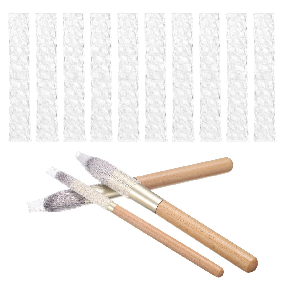 uxcell 100Pcs Makeup Brush Protector, 9cm Plastic Reusable Expandable Mesh Cover for Cosmetic Brush Storage Bud of Rose, Clear