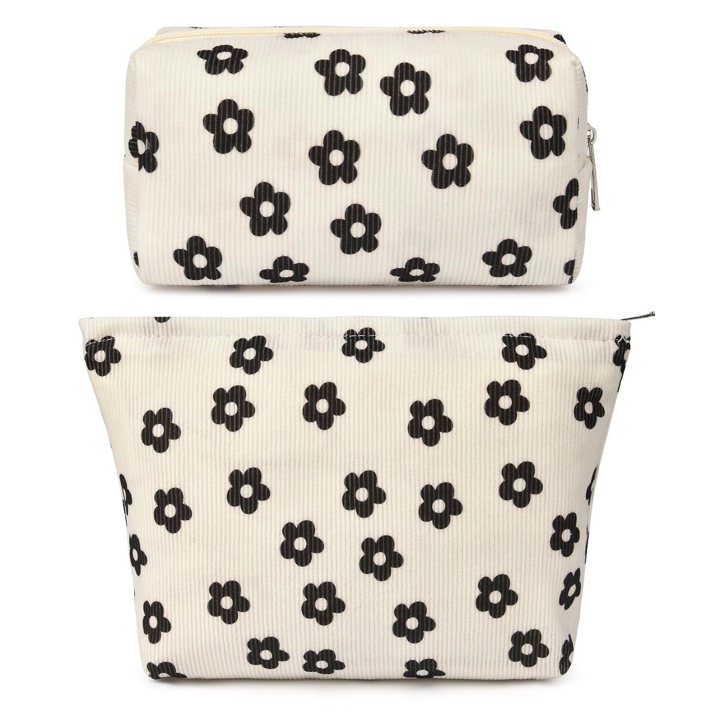 SOIDRAM 2 Pieces Makeup Bag Large Checkered Cosmetic Bag Capacity Canvas Mix Travel Toiletry Bag Organizer Cute Makeup Brushes Aesthetic Accessories Storage Bag for Women, Checkered Mix Rose Red