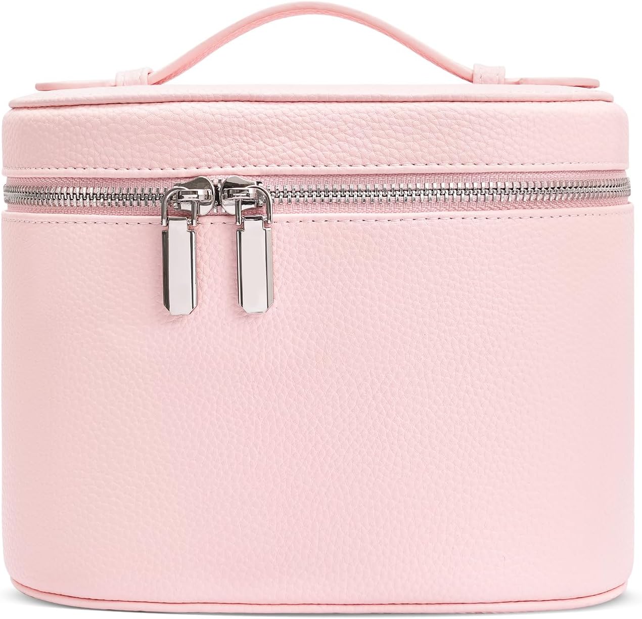 Cosmetic Case, Leather Makeup Bag, Portable Handheld Makeup Case, Detachable Compartments