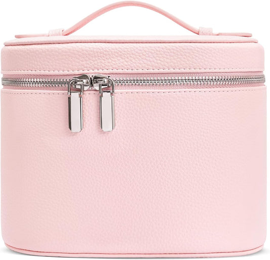 Cosmetic Case, Leather Makeup Bag, Portable Handheld Makeup Case, Detachable Compartments
