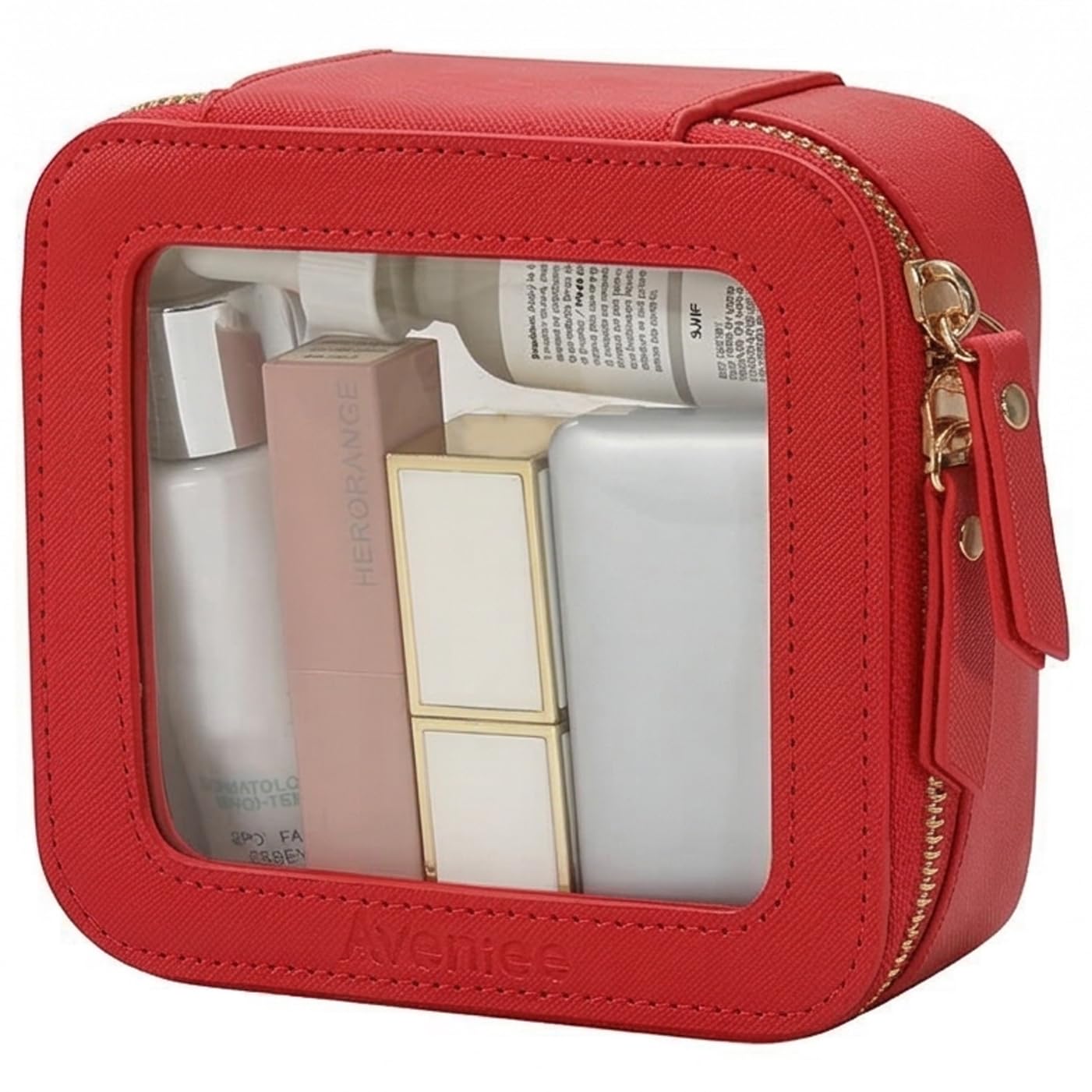 Aveniee Clear Makeup Bag Organizer, Travel Toiletry Bag Cosmetic Case for Women, Make Up Skincare Pouch Car Organizer Bag with Zippers for Essentials,White,Medium Classic