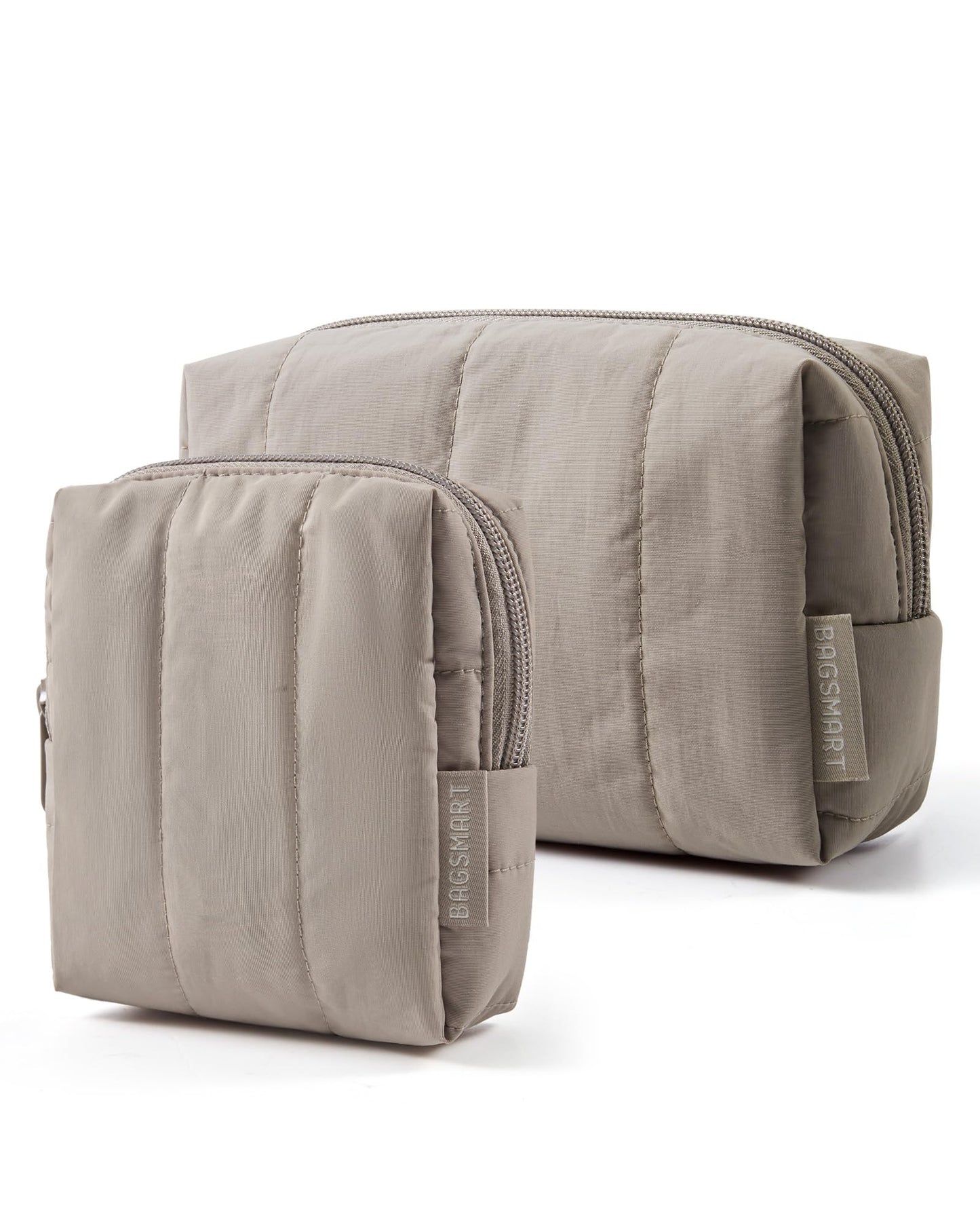 BAGSMART Puffy Travel Makeup Bag Duo Large & Small for Women, Leopard