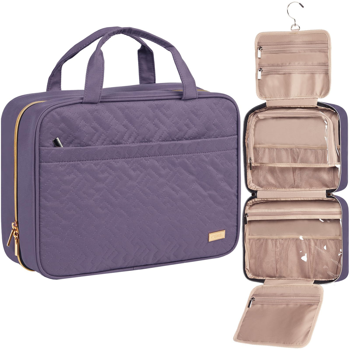 NISHEL Travel Toiletry Bag for women, Portable Hanging makeup Organizer