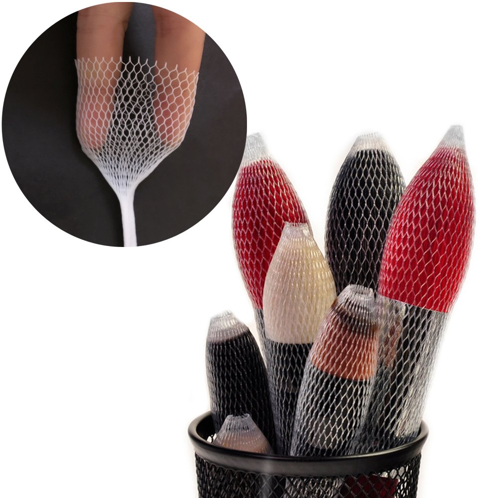 100pcs Makeup Brush Protector Cosmetic Makeup Brush Pen Guard Expandable Mesh Sleeve Covers Set Storage medium large sizes brushes for Travel