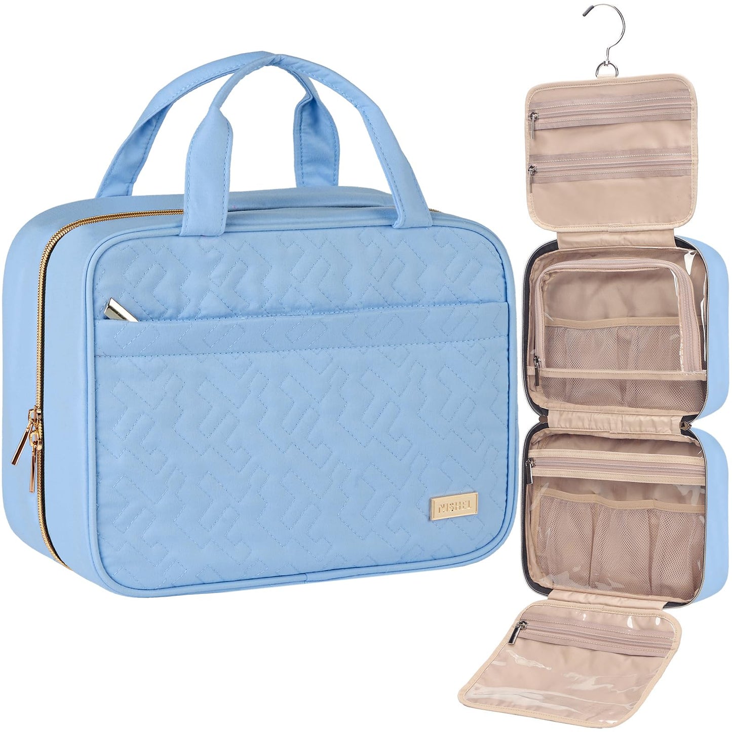 NISHEL Travel Toiletry Bag for women, Portable Hanging makeup Organizer