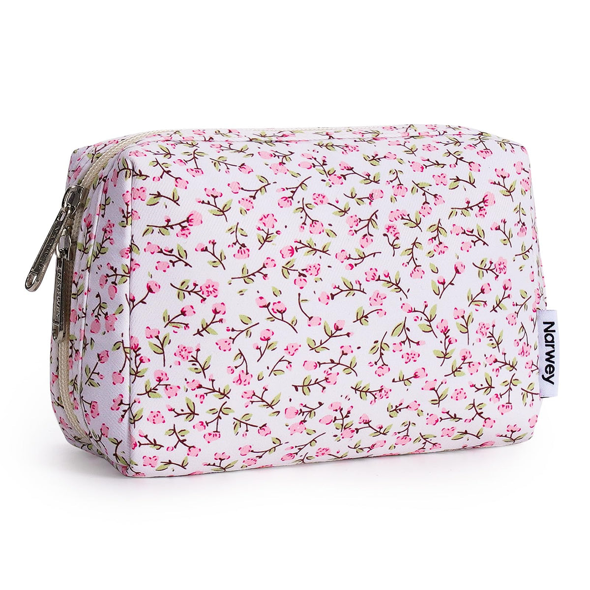 Narwey Checkered Makeup Bag Travel Cosmetic Bag Organizer Toiletry Bag Make Up Bags with Compartments for Women Girls (Large, Light Checkerboard)