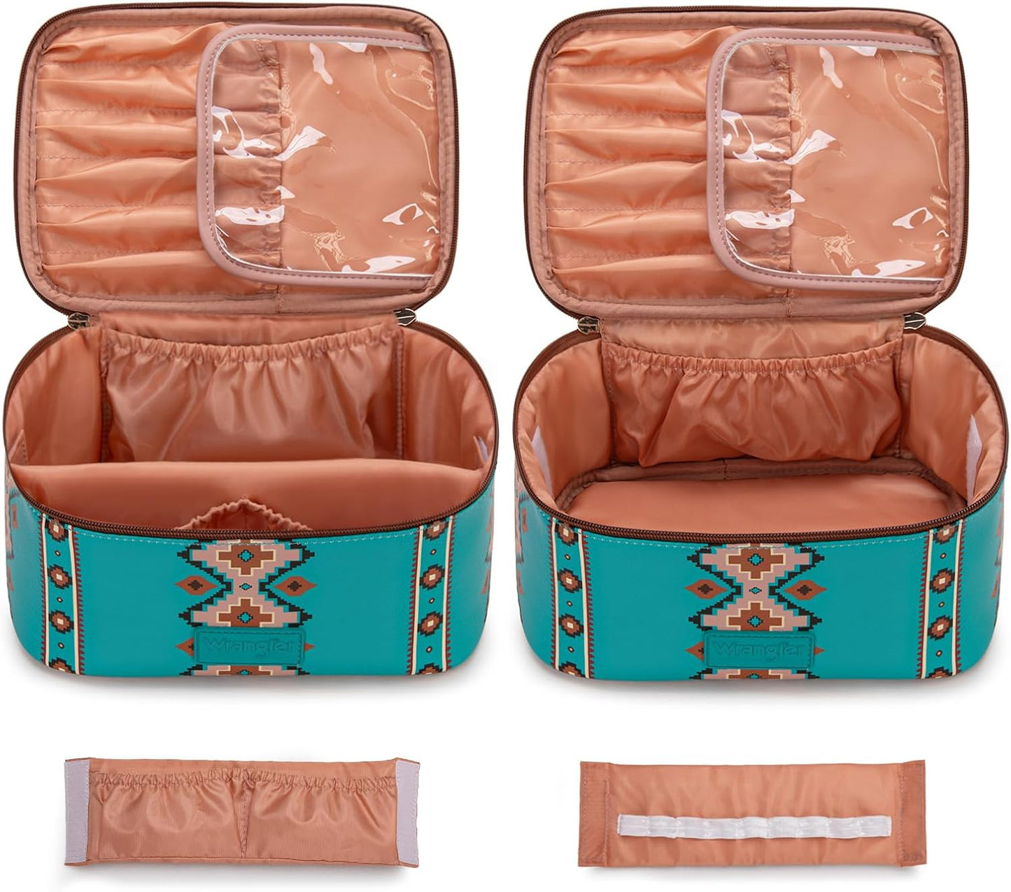 Wrangler Travel Makeup Bag 2pcs Set Cosmetic Bag with Makeup Brush Holder