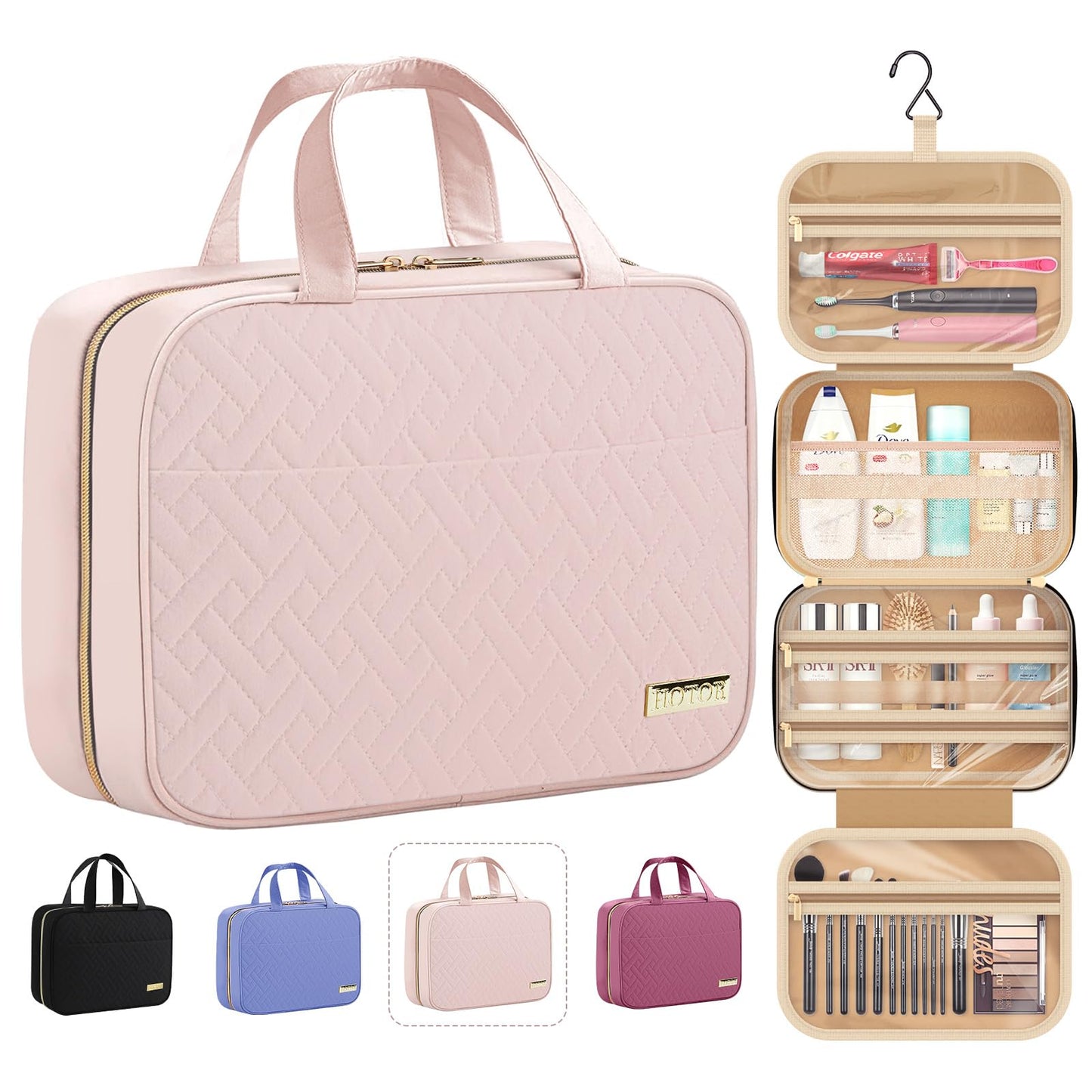 HOTOR Hanging Travel Toiletry Bag Women Men Essentials Black