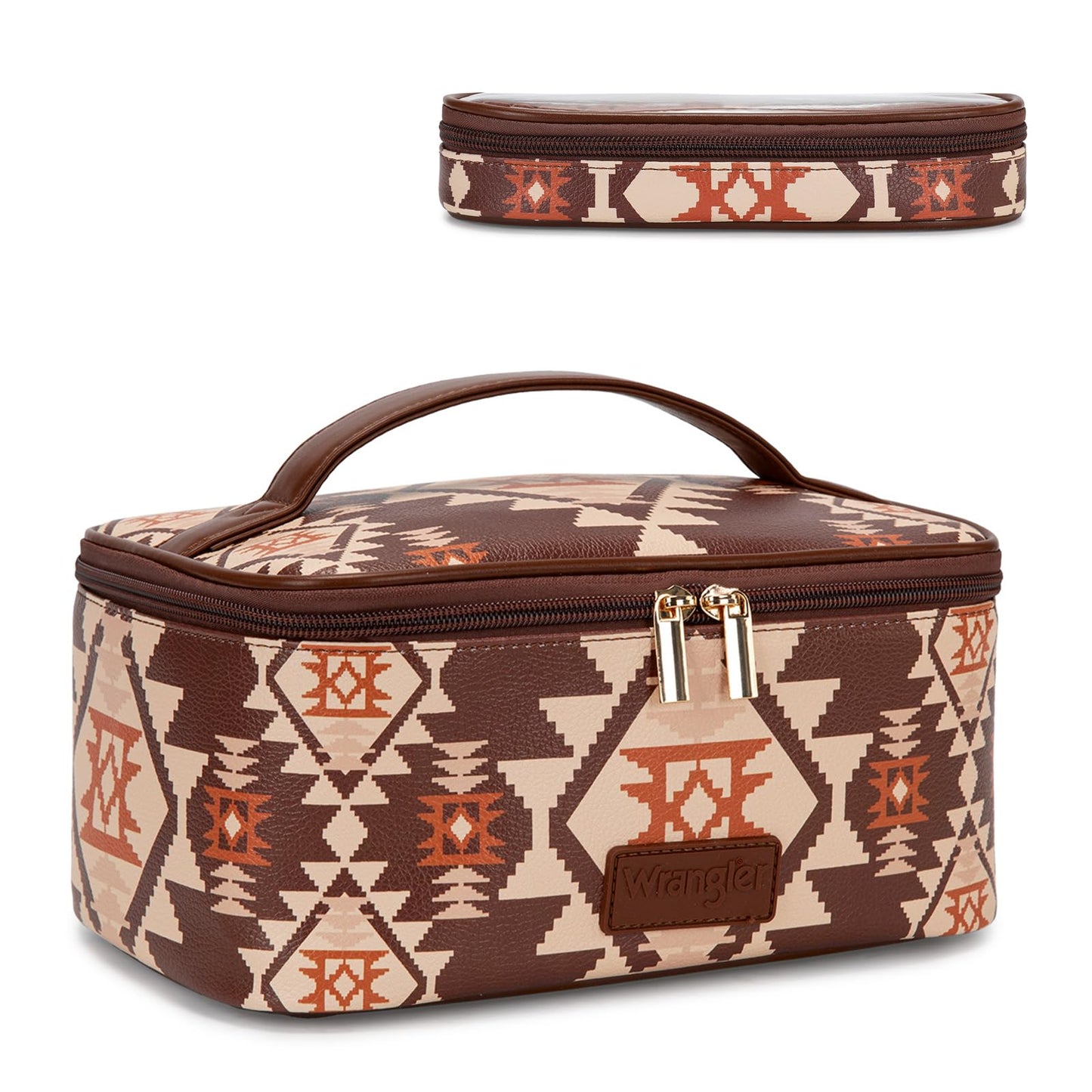 Wrangler Travel Makeup Bag 2pcs Set Cosmetic Bag with Makeup Brush Holder