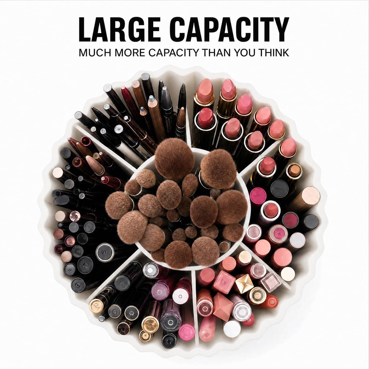 360° Rotating Makeup Brush Holder Organizer, White