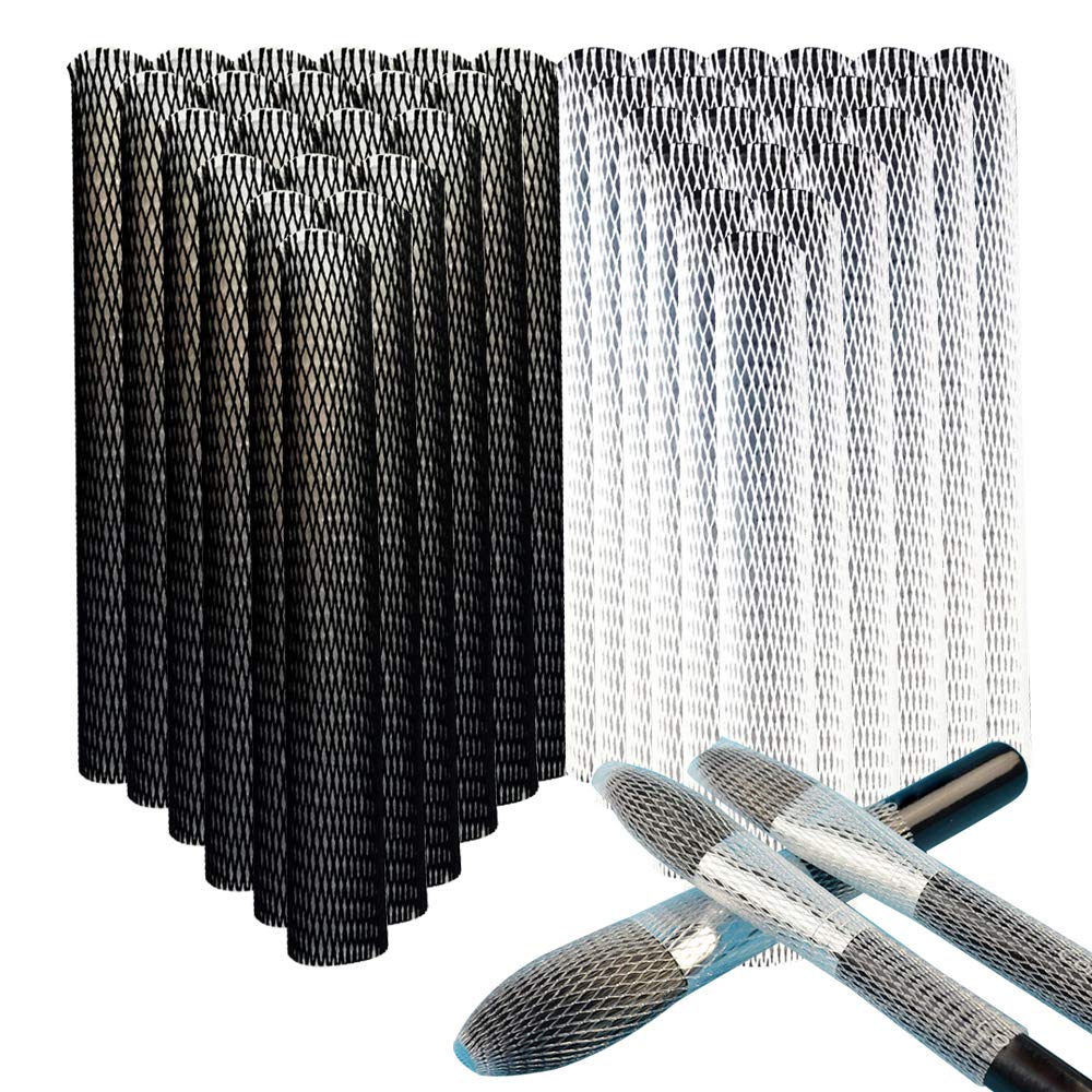 100pcs Makeup Brush Protector Cosmetic Makeup Brush Pen Guard Expandable Mesh Sleeve Covers Set Storage Small Medium Large Sizes Brushes for Travel (Purple and White)
