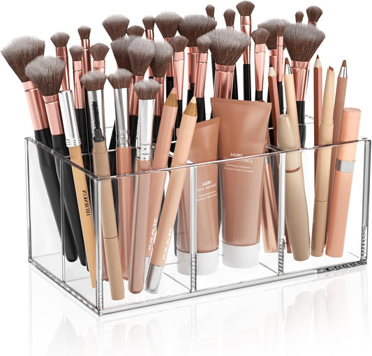 HIIMIEI Clear Makeup Brush Holder Organizer