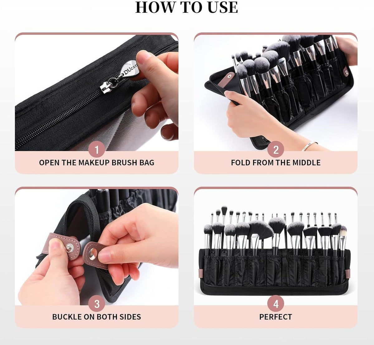 Professional Makeup Brush Organizer Bag PU Leather Travel Case