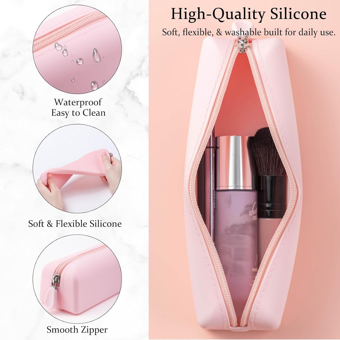 RSRSLEII Cute Silicone Makeup Brush Holder (01Light Pink)