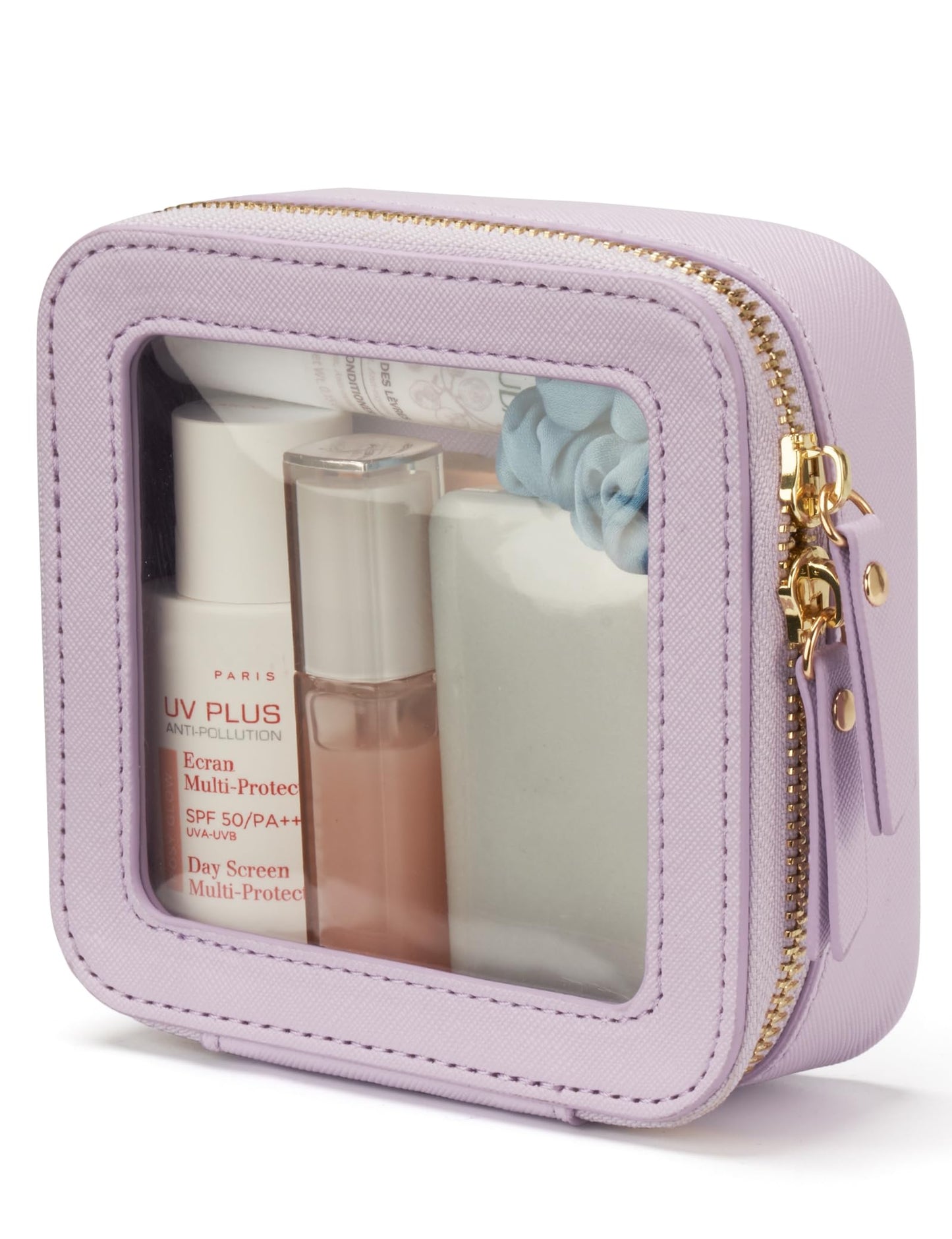 Popvibe Clear Makeup Bag Travel Cosmetic Case Transparent Toiletry Bag with Zipper, Portable Make Up Organizer Traveling Compact Car Bag for Essentials, Hotpink, Large