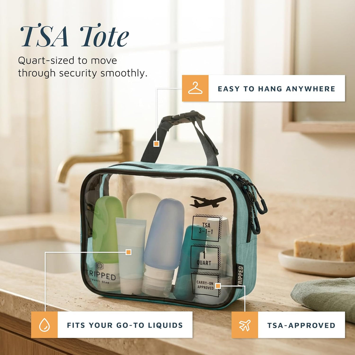 TRIPPED Travel Gear 3-Piece Travel Toiletry Bag Set