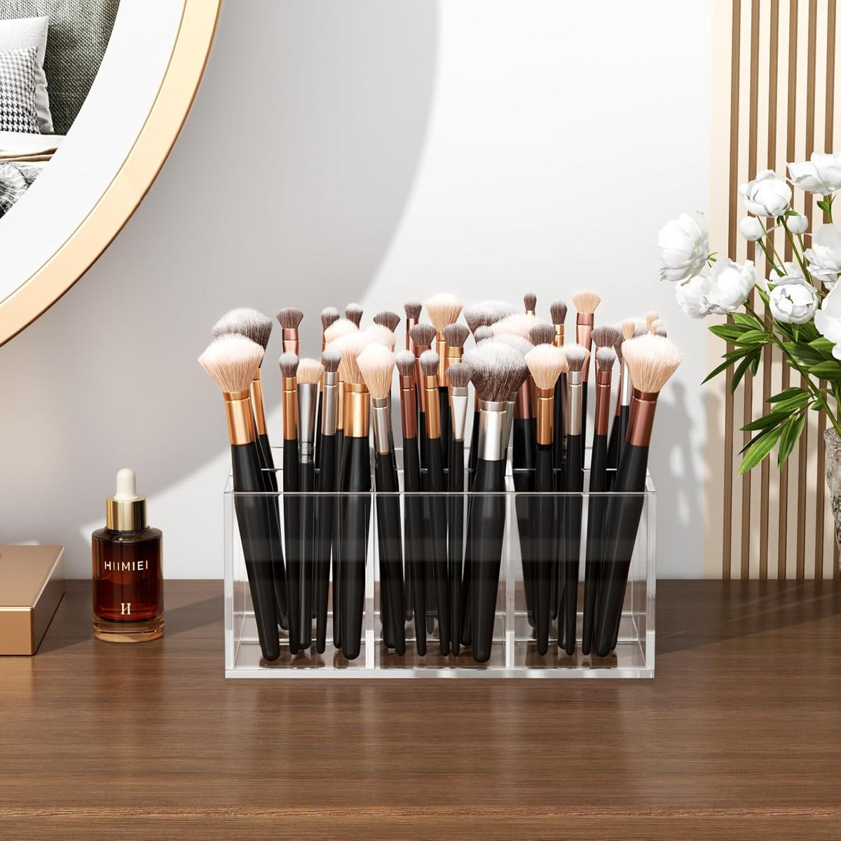 HIIMIEI Clear Makeup Brush Holder Organizer